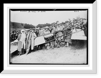 Historic Framed Print, Mr. and Mrs. Bleriot, aeroplane, crowd, on field, Dover,  17-7/8" x 21-7/8"