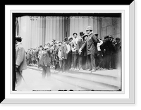 Historic Framed Print, Crowd in line at Sub-Treasury Bldg, for "Lincoln Cents", New York,  17-7/8" x 21-7/8"
