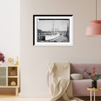 Historic Framed Print, U.S. Army transport "Kilpatrick" leaving NY docks with troops aboard for Boston, New York,  17-7/8" x 21-7/8"