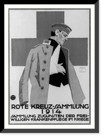 Historic Framed Print, Rote Kreuz-Sammlung 1914. Sammlung zugunsten der Freiwilligen Krankenpflege im Kriege. Ludwig Hohlwein Muumlnchen.,  17-7/8" x 21-7/8"