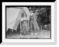 Historic Framed Print, Selma Kraus and H.H. Frank at Society Circus, outside tent, costumed, Long Branch,  17-7/8" x 21-7/8"