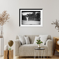 Historic Framed Print, A.E. Neargaard, playing tennis,  17-7/8" x 21-7/8"