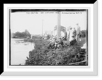 Historic Framed Print, DeGarmo fly-casting, spectators, VanCortlandt Park, N.Y.,  17-7/8" x 21-7/8"