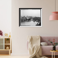Lake Mohonk House from sky top path, Antique Poster