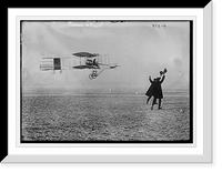 Historic Framed Print, Farman flying machine, in flight - 2,  17-7/8" x 21-7/8"