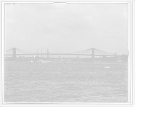 Historic Framed Print, [New York City and Brooklyn Bridge from Governor's Island],  17-7/8" x 21-7/8"