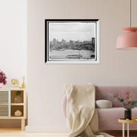 Historic Framed Print, New York skyline and harbor - 3,  17-7/8" x 21-7/8"