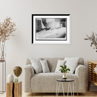 Historic Framed Print, Peary Exhibit of dogs and sled, Am'n Museum of Natural History,  17-7/8" x 21-7/8"