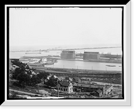 Historic Framed Print, Elevators and harbor, Duluth, Minn. - 3,  17-7/8" x 21-7/8"