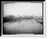 Historic Framed Print, Stone bridge over the Mississippi, Minneapolis, Minn. - 3,  17-7/8" x 21-7/8"