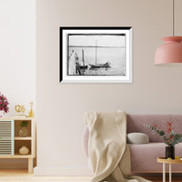 Historic Framed Print, Charlie Taft in sailboat "Bandit",  17-7/8" x 21-7/8"