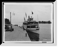 Historic Framed Print, Str. New Island Wanderer landing at the Frontenac, Round Island, N.Y.,  17-7/8" x 21-7/8"