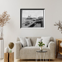 Historic Framed Print, Str. Islander at Frontenac wharf, Round Island, N.Y.,  17-7/8" x 21-7/8"