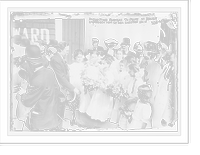 Historic Framed Print, Girls present flowers to Peary, Sydney,  17-7/8" x 21-7/8"