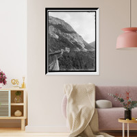 Willey Brook bridge and Mount Willard, Crawford Notch, White Mountains, N.H. Classic, Vintage Wall Art