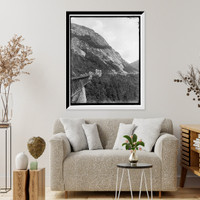 Willey Brook bridge and Mount Willard, Crawford Notch, White Mountains, N.H. Classic, Vintage Wall Art