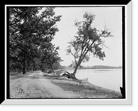 Historic Framed Print, South on the lake road, Orchard Lake, Michigan,  17-7/8" x 21-7/8"