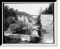 Historic Framed Print, Ithaca Falls Gorge near power house, Ithaca,  17-7/8" x 21-7/8"