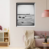 Historic Framed Print, Light house, Charlevoix,  17-7/8" x 21-7/8"