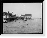 Historic Framed Print, Bathers at Cottage City, Martha's Vineyard,  17-7/8" x 21-7/8"