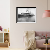 Historic Framed Print, Unloading ore at L.S. & M.S. [Lake Shore & Michigan Southern] Ry. Co.'s docks, Ashtabula, Ohio,  17-7/8" x 21-7/8"