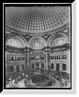 Historic Framed Print, Reading Room in rotunda, Library of Congress,  17-7/8" x 21-7/8"