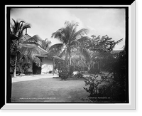 Historic Framed Print, Court of a Cuban school, Santiago de Cuba,  17-7/8" x 21-7/8"