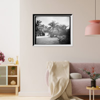 Historic Framed Print, Court of a Cuban school, Santiago de Cuba,  17-7/8" x 21-7/8"