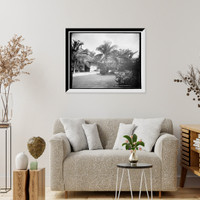 Historic Framed Print, Court of a Cuban school, Santiago de Cuba,  17-7/8" x 21-7/8"