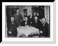 Historic Framed Print, G. Berry, J.L. Sullivan, F. Hawley, S. Gompers, A.E. Parker, and H.D. Nolan seated around table,  17-7/8" x 21-7/8"