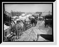 Historic Framed Print, Snow carts at the river after a blizzard, New York,  17-7/8" x 21-7/8"