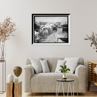 Historic Framed Print, Snow carts at the river after a blizzard, New York,  17-7/8" x 21-7/8"