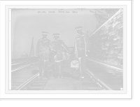 Historic Framed Print, Sailors at train tracks going home for Xmas,  17-7/8" x 21-7/8"