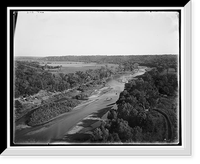 Up the river from viaduct, Des Moines River, Iowa, Vintage Print