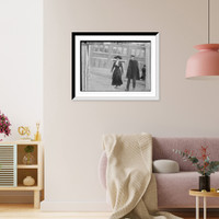 Historic Framed Print, Miss Ames and her father walking together,  17-7/8" x 21-7/8"