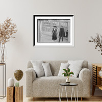 Historic Framed Print, Miss Ames and her father walking together,  17-7/8" x 21-7/8"