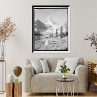 Historic Framed Print, [Mt. Assiniboine showing a mountain camp, Alberta],  17-7/8" x 21-7/8"