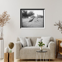 Historic Framed Print, Floral steps, gates ajar, Como Park, St. Paul, Minn.,  17-7/8" x 21-7/8"