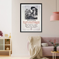Hunger - For three years America has fought starvation in Belgium Will you eat less wheat meat fats and sugar that we may still send food in ship loads?.Raleigh, Vintage Poster