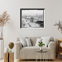 Historic Framed Print, Piers along South Street, N.Y. City,  17-7/8" x 21-7/8"