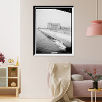 Historic Framed Print, [Sea wall, Old Point Comfort, Fort Monroe, Va.],  17-7/8" x 21-7/8"