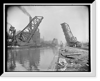 Historic Framed Print, Twelfth St. Vascule [i.e. Bascule] Bridge, Chicago,  17-7/8" x 21-7/8"