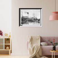 Historic Framed Print, Loading steamer during high water, March 23, 1903, New Orleans, La.,  17-7/8" x 21-7/8"