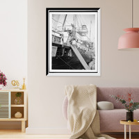 Unloading cattle from ocean steamer, Historic Print