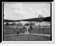 Historic Framed Print, Boat landing, Forge House, Fulton Chain, Adirondack Mountains,  17-7/8" x 21-7/8"