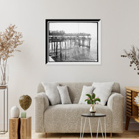 Historic Framed Print, Hauling the nets, Young's Pier, Atlantic City, N.J.,  17-7/8" x 21-7/8"