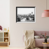 Historic Framed Print, Court house and Lake Evla [sic] from Hotel San Juan, Orlando, Fla.,  17-7/8" x 21-7/8"