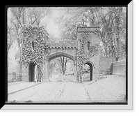 Historic Framed Print, Main entrance to cemetery, Springfield, Mass.,  17-7/8" x 21-7/8"