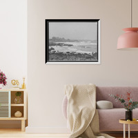 Historic Framed Print, Surf at Bass Rock [sic] from Moorland Hotel, Gloucester, Mass.,  17-7/8" x 21-7/8"