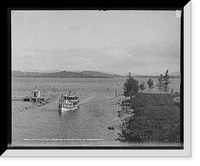 Historic Framed Print, Str. Belle of Isles leaving lake at Endicott Rock, Lake Winnipesaukee, N.H.,  17-7/8" x 21-7/8"